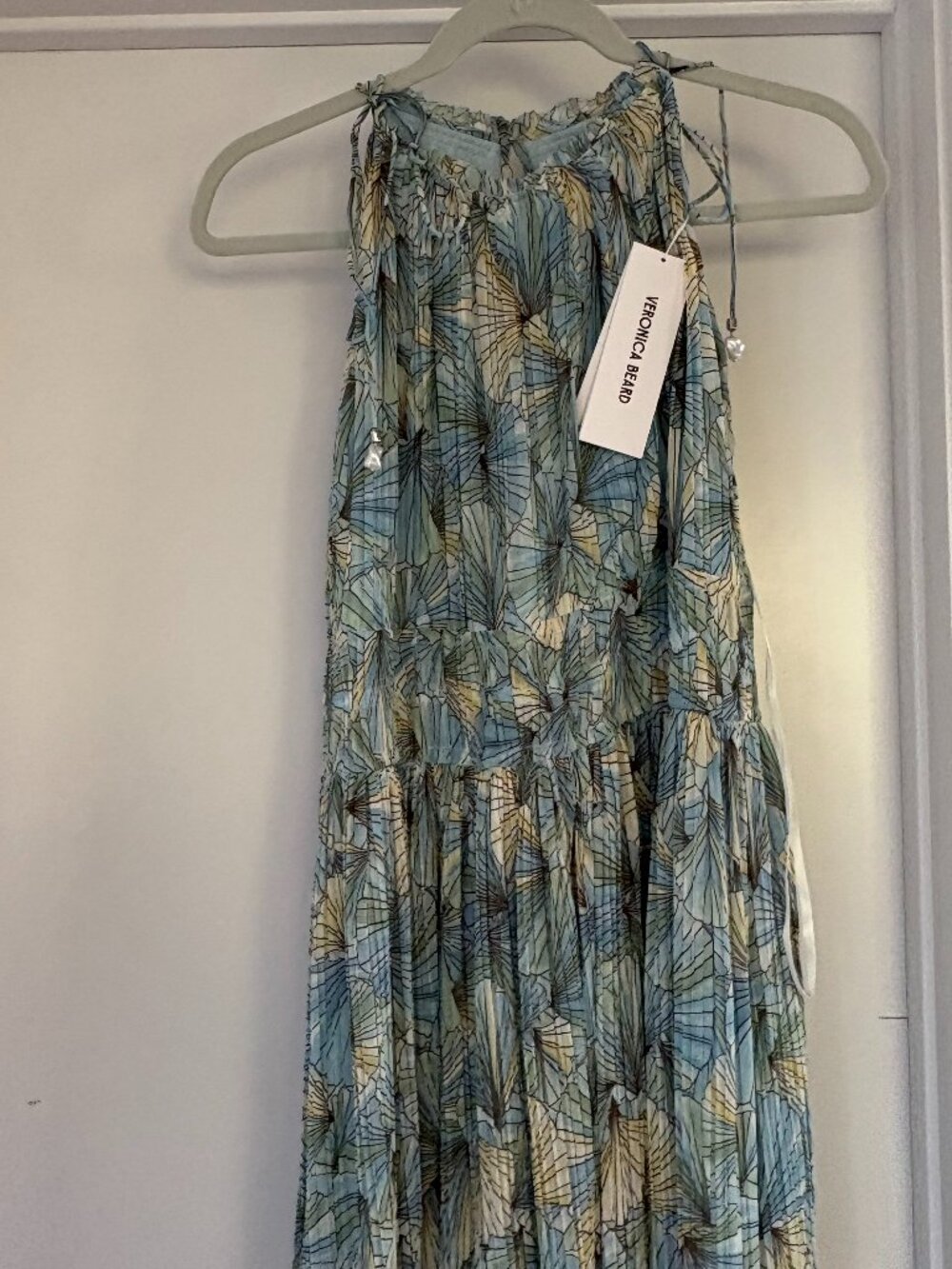 Veronica Beard Yardley Dress in Powder Blue, Pleated Maxi 2505CF1421703, NWT